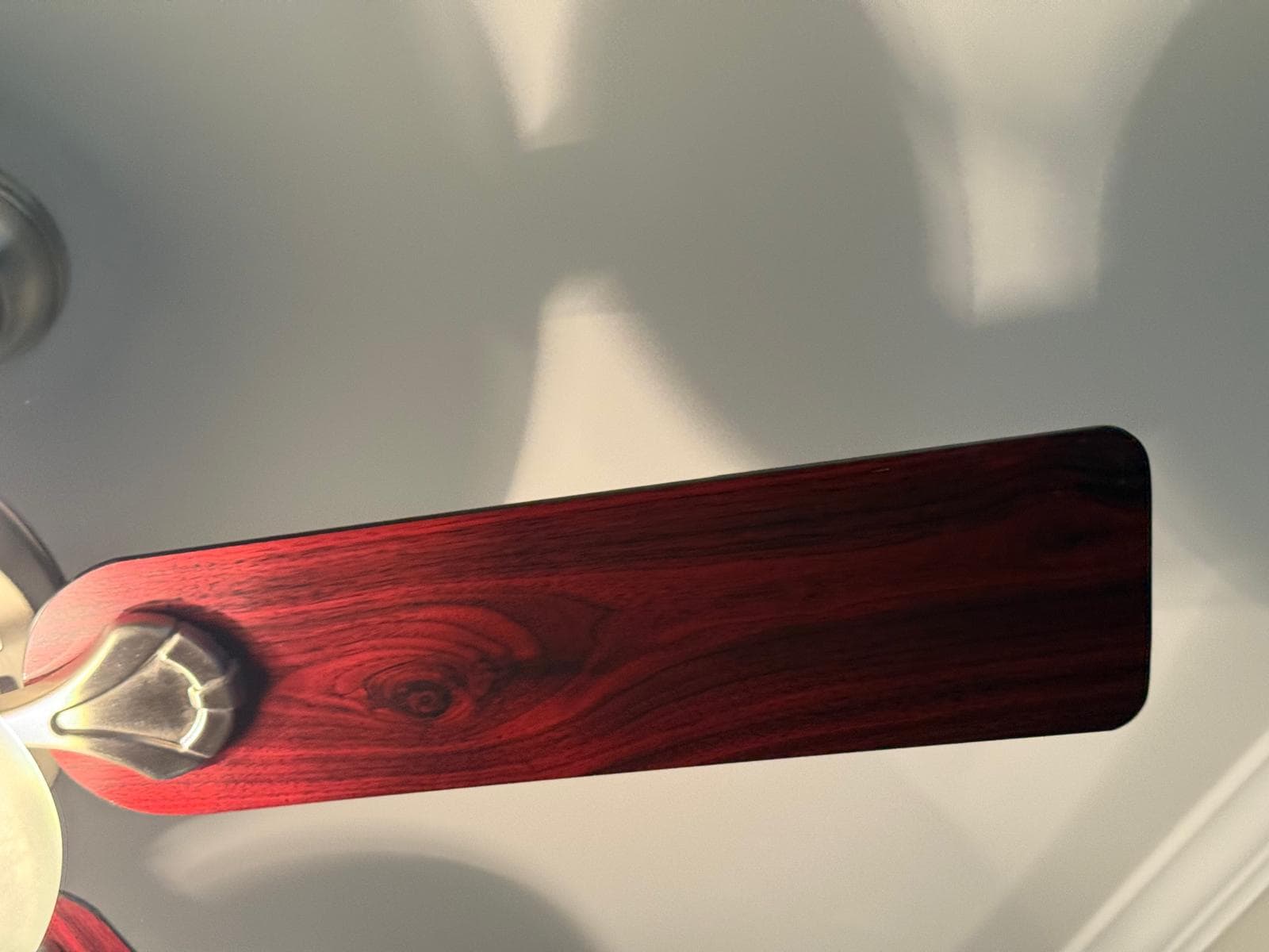 Ceiling fan blade after detailed dusting during pollen season